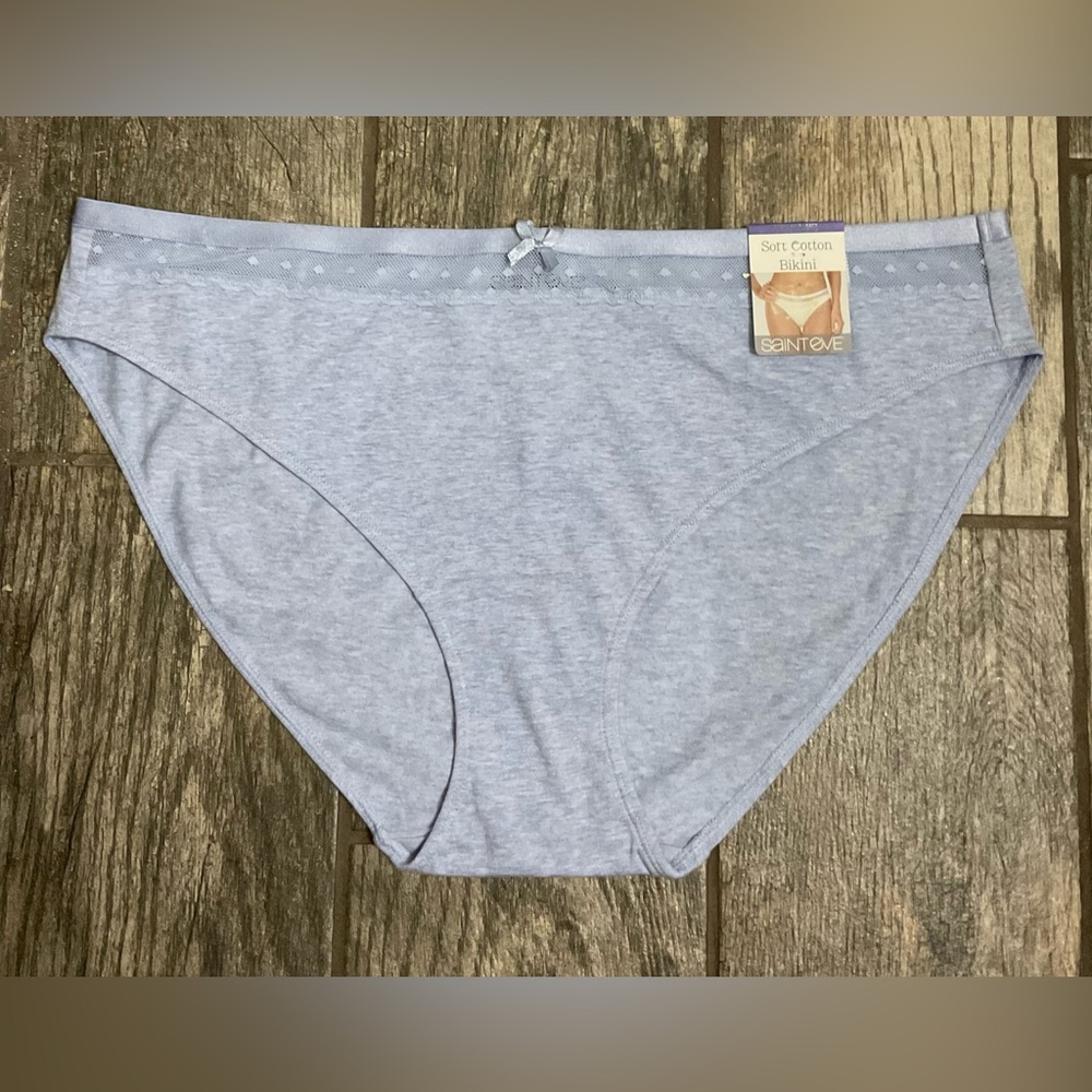 New Saint Eve soft cotton bikini panties you pick size S, M or XL Blue Heather